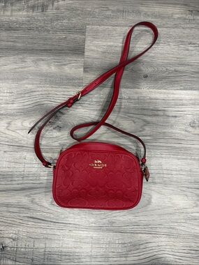 Coach Red Embossed Signature Crossbody